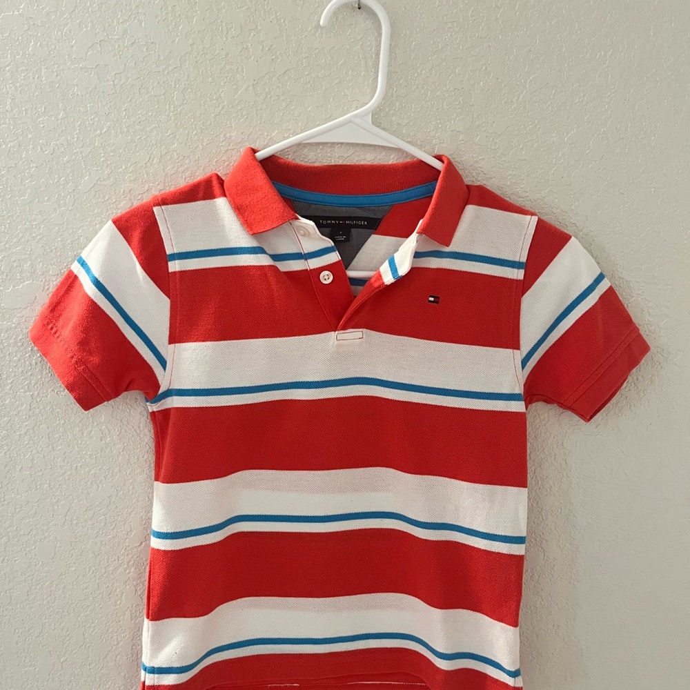 Tommy Hilfiger Kids Red Striped Polo Shirt